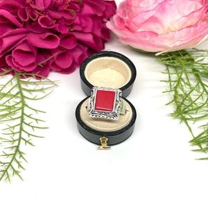 NEW⚜️Retired PREMIER DESIGNS “Tampico” Red Stone Ornate Square Cocktail Ring
